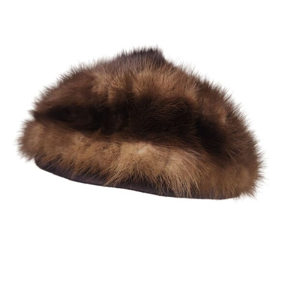 VTG Genuine Mink Fur Hat Large Pillbox Style Circa 1960 - Picture 5 of 10